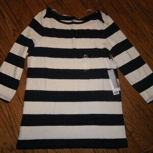 Women's Cotton Blend 3/4 Sleeve Scoop Neck Knit Striped Top